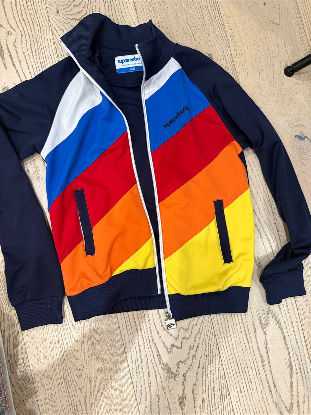 Supreme being Blue Multi-Colorblock Track Jacket